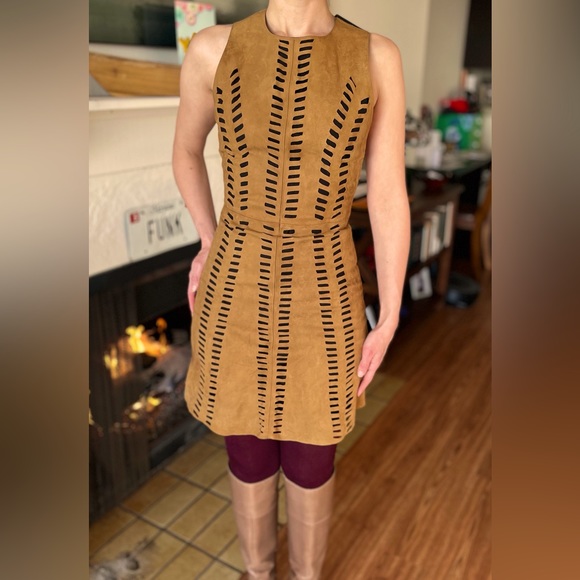 Maje Rigolette Perforated Suede Mini Dress - Picture 12 of 12